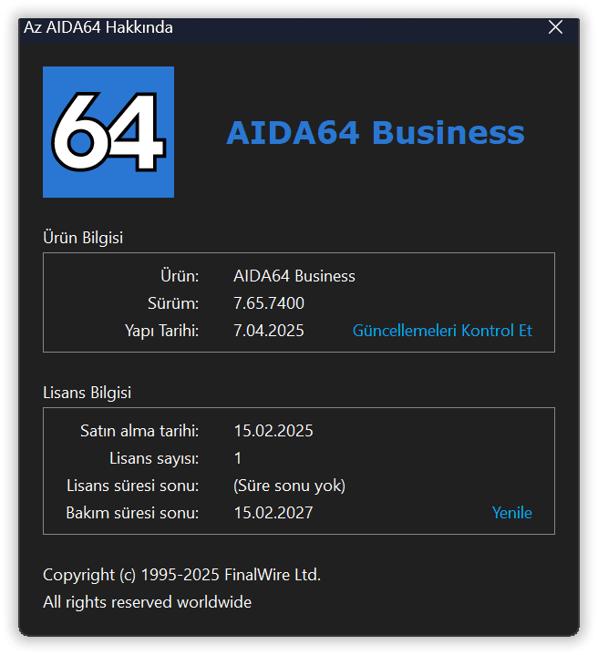 sshot-2-6 AIDA64 Business Çevrimiçi Katılımsız